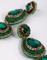 Green Statement Jewel Drop Earrings - link has visual effect only