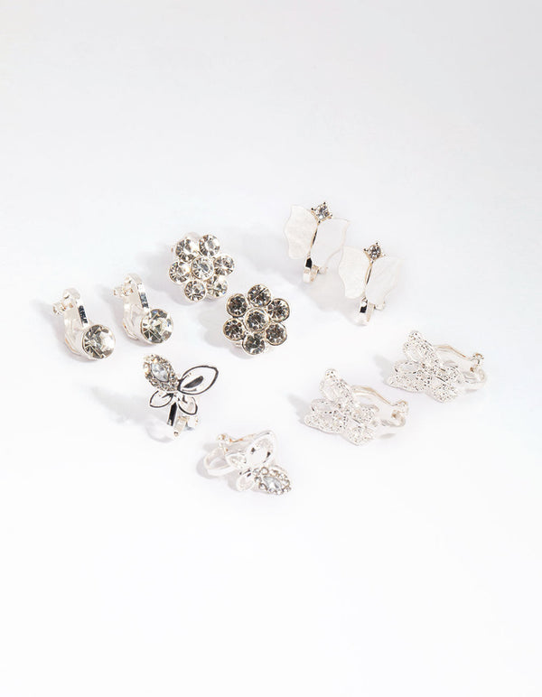 Silver Butterfly Clip-On Earring Pack