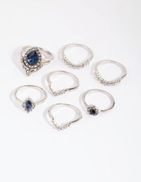 Rhodium Sapphire Mixed Ring 8-Pack - link has visual effect only