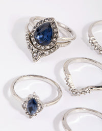 Rhodium Sapphire Mixed Ring 8-Pack - link has visual effect only