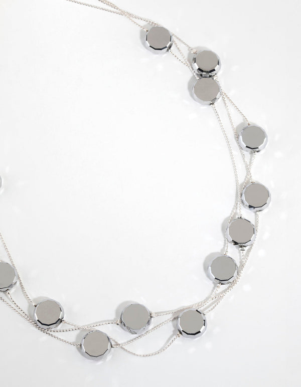 Silver Layered Station Necklace