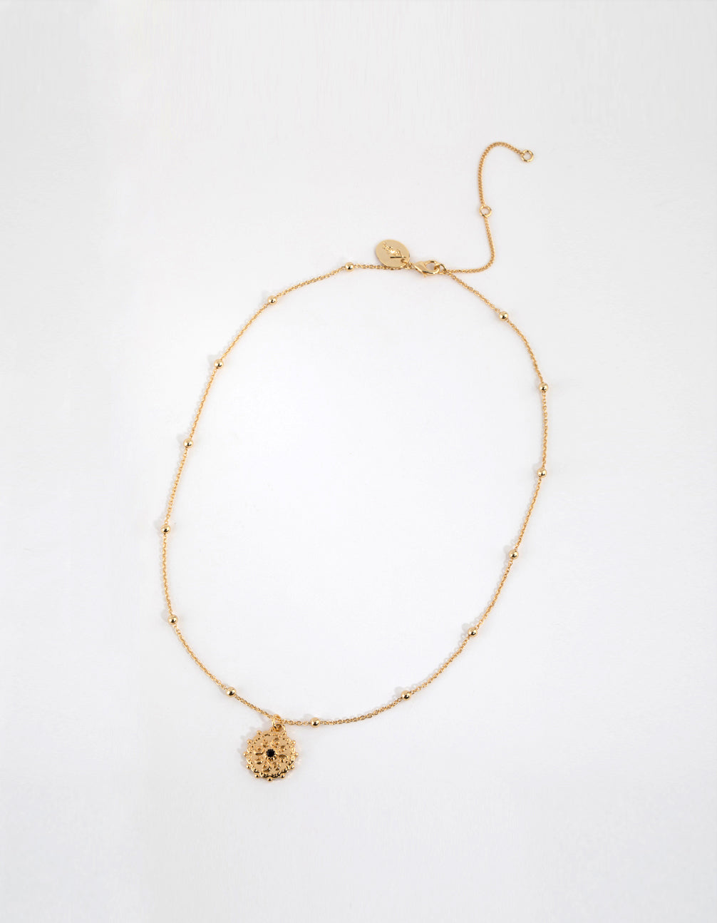 Gold Plated Textured Charm Necklace
