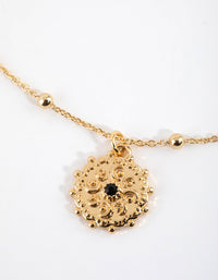 Gold Plated Textured Charm Necklace - link has visual effect only