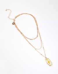 Gold Trapped Flower Layered Necklace - link has visual effect only
