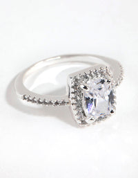 Silver Plated Cubic Zirconia Surround Stone Ring - link has visual effect only