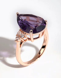 Rose Gold Pear Purple Cubic Zirconia Ring - link has visual effect only