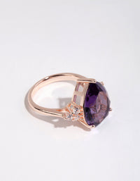Rose Gold Pear Purple Cubic Zirconia Ring - link has visual effect only