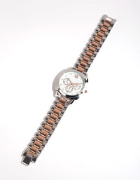 Silver Mix Metal Chain Link Watch - link has visual effect only