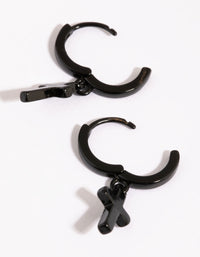 Black Brass Cross Huggie Earring - link has visual effect only