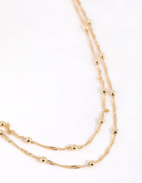 Gold Plated Ball & Twist Chain Necklace Set - link has visual effect only