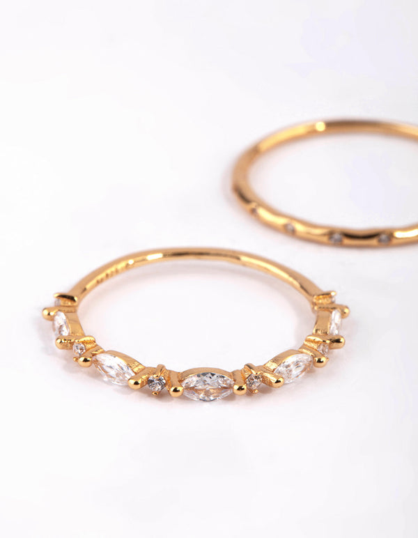 Gold Plated Sterling Silver Marquise Ring Set