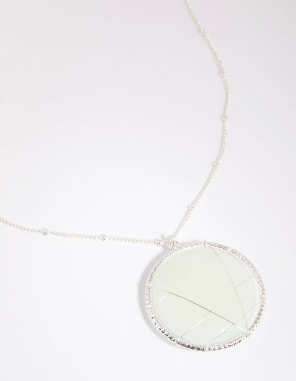 Silver Light Jade Long Necklace