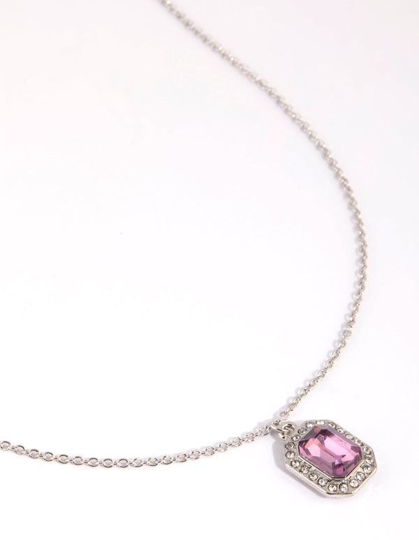 Rhodium Diamante Radiant Pendant Necklace
