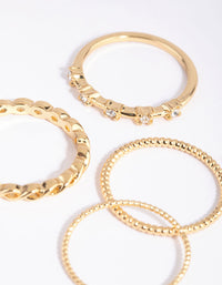 Gold Plated Diamante Ring 4-Pack - link has visual effect only