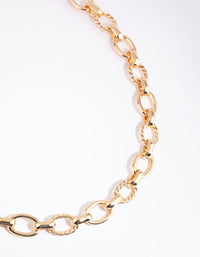 Gold Twist & Plain Chain Necklace - link has visual effect only