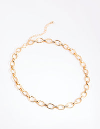 Gold Twist & Plain Chain Necklace - link has visual effect only