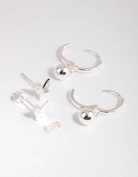 Sterling Silver Butterfly Stud & Hoop Earring Set - link has visual effect only