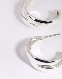 Silver Smooth Double Hoop Earrings - link has visual effect only