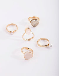 Kids Pink Stone Ring 5-Pack - link has visual effect only
