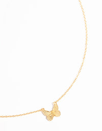 Gold Plated Sterling Silver Etched Butterfly Necklace - link has visual effect only