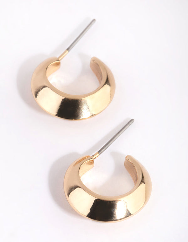 Gold Pointed Huggie Hoop Earrings