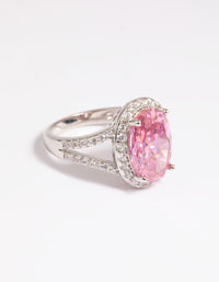 Rhodium Pink Cubic Zirconia Ring - link has visual effect only