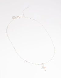 Silver Diamante Cross Necklace - link has visual effect only