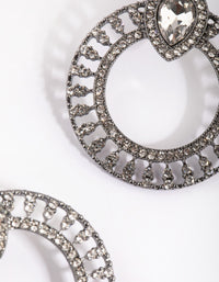 Gunmetal Circular Diamante Stud Earrings - link has visual effect only