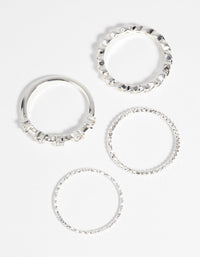 Silver Plated Diamante Ring 4-Pack - link has visual effect only