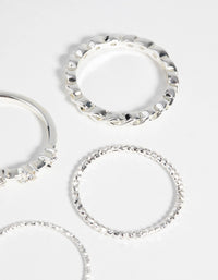Silver Plated Diamante Ring 4-Pack - link has visual effect only