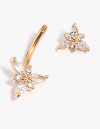 Gold Plated Surgical Steel Flower Belly Bar - link has visual effect only