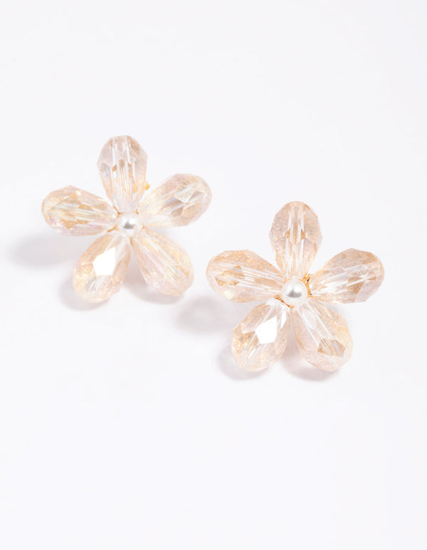 Diamante Bead & Daisy Stud Earrings