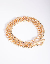 Gold Chain Link Bracelet - link has visual effect only