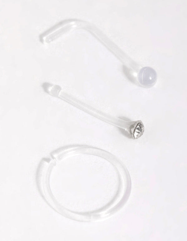 Belly Button Ring Value Pack of 6 Flexi Clear Retainer Navel Ring 14G -  Walmart.com