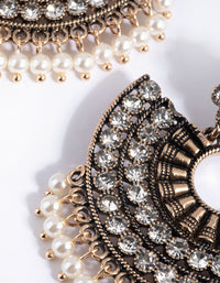 Antique Gold Diamante & Pearl Chandbali Earrings - link has visual effect only