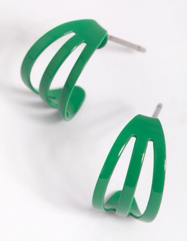 Matte Green Huggie Hoop Earrings