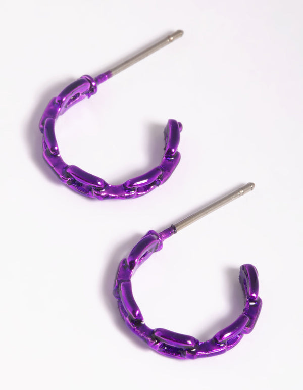 Matte Metallic Chain Huggie Hoop Earrings