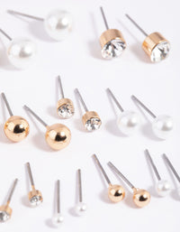 Gold Pearl Stud Earring 12-Pack - link has visual effect only