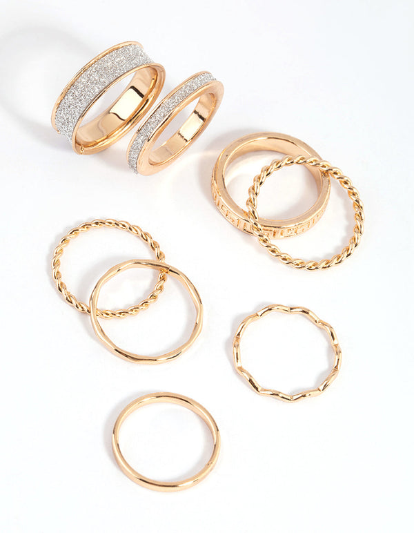 Gold Glitter Ring Stack Pack