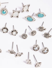 Antique Silver Moon Stud Earring 12-Pack - link has visual effect only