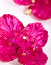 Fuchsia Pearlised Flower Stud Earrings - link has visual effect only