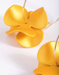 Matte Yellow Flower Hoop Earrings - link has visual effect only