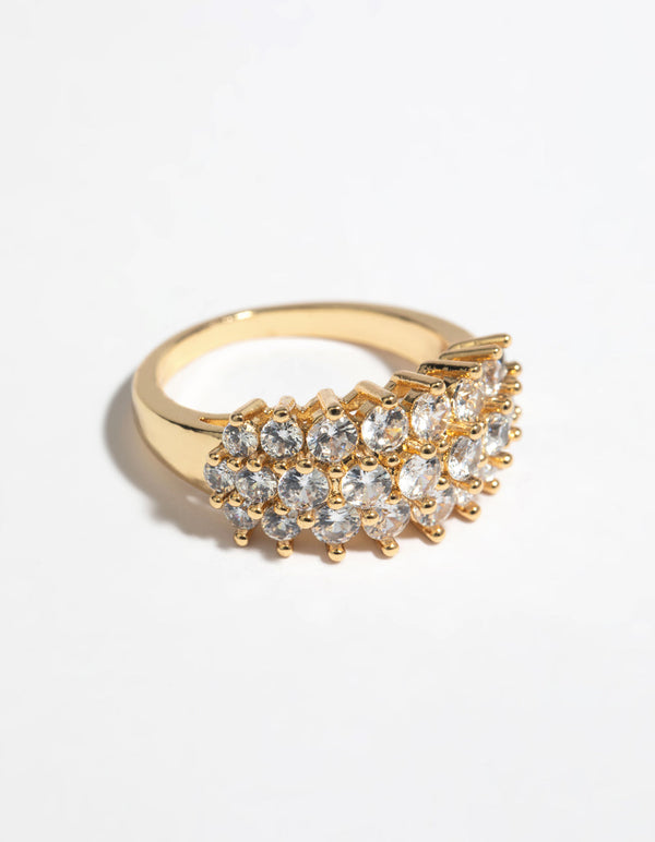 Gold Cubic Zirconia Cluster Ring