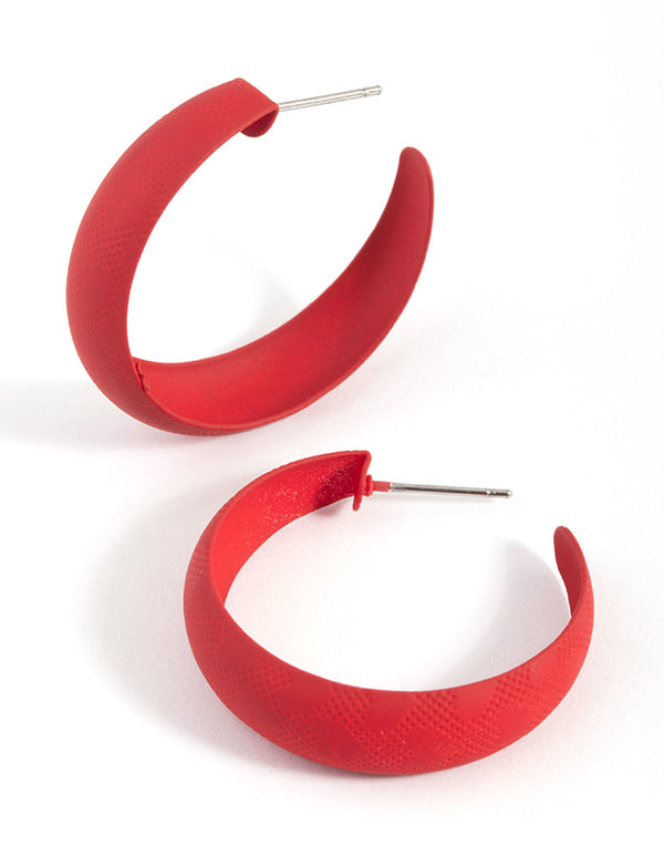 Matte Red Hoop Earrings