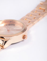 Rose Gold Coloured Roman Link Strap Watch - link has visual effect only