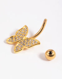 Gold Plated Titanium Butterfly Belly Bar - link has visual effect only