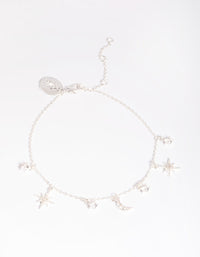 Silver Plated Celestial Star Charm Bracelet - link has visual effect only