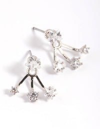Rhodium Cubic Zirconia Star Jacket Earrings - link has visual effect only