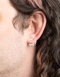 Silver Teardrop Statement Jacket Earrings - link has visual effect only