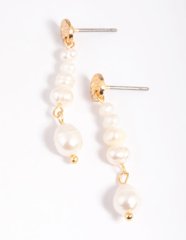 Gold Plated Freshwater Pearl Drop Earrings